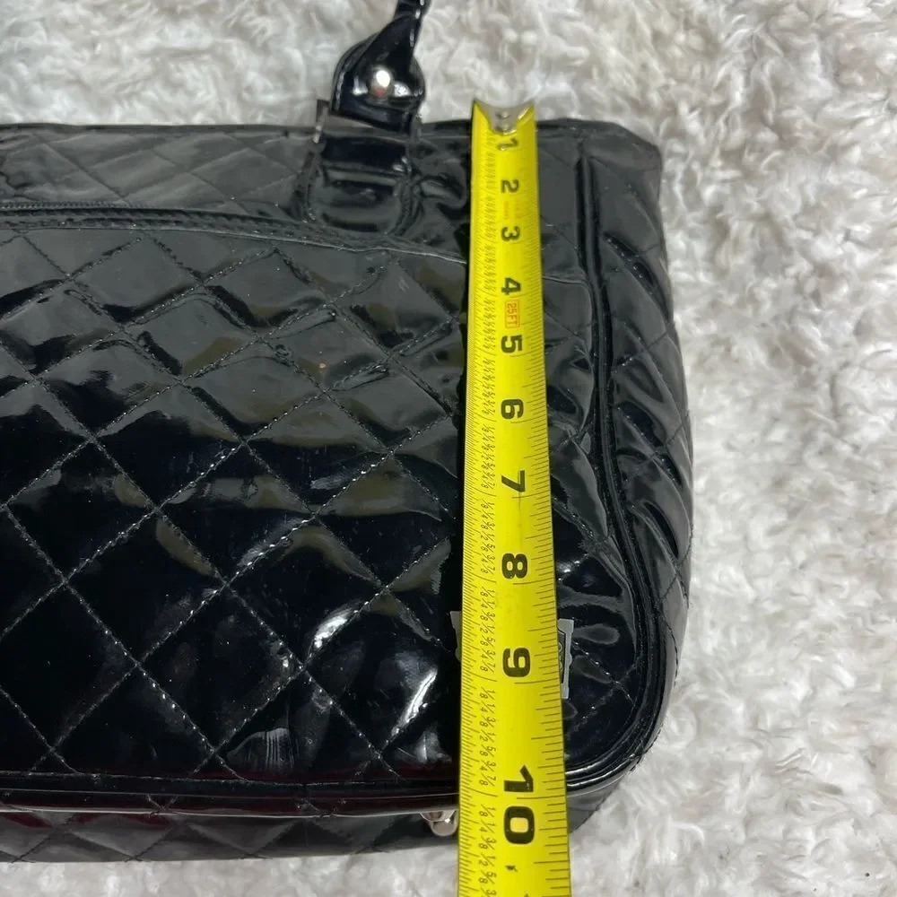 Caboodles Black Faux leather Patent Quilted Makeup Shoulder Bag.